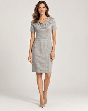Max Mara Linen Blend Cowl Neck Sheath Dress Gray Size 8